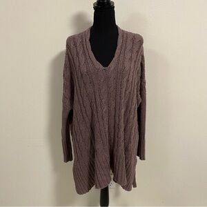 Free People V-Neck Sweater in Mauve